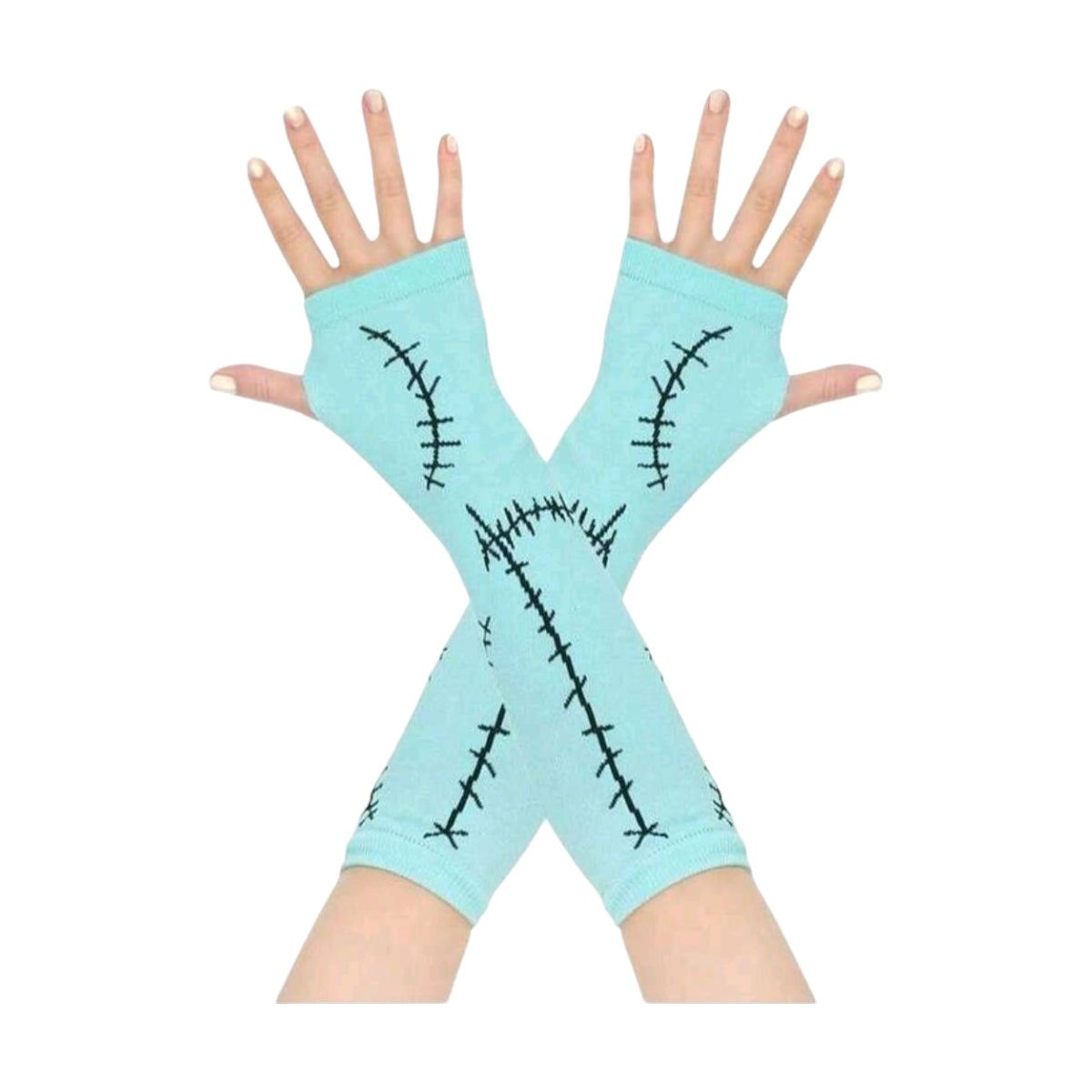 Conjunto de Calcetas y Guantes Azules con Costuras Para Disfraz