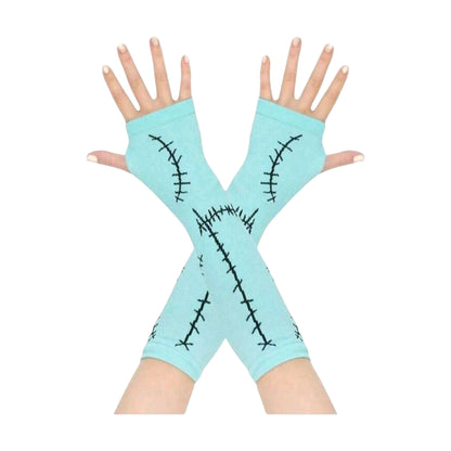 Conjunto de Calcetas y Guantes Azules con Costuras Para Disfraz