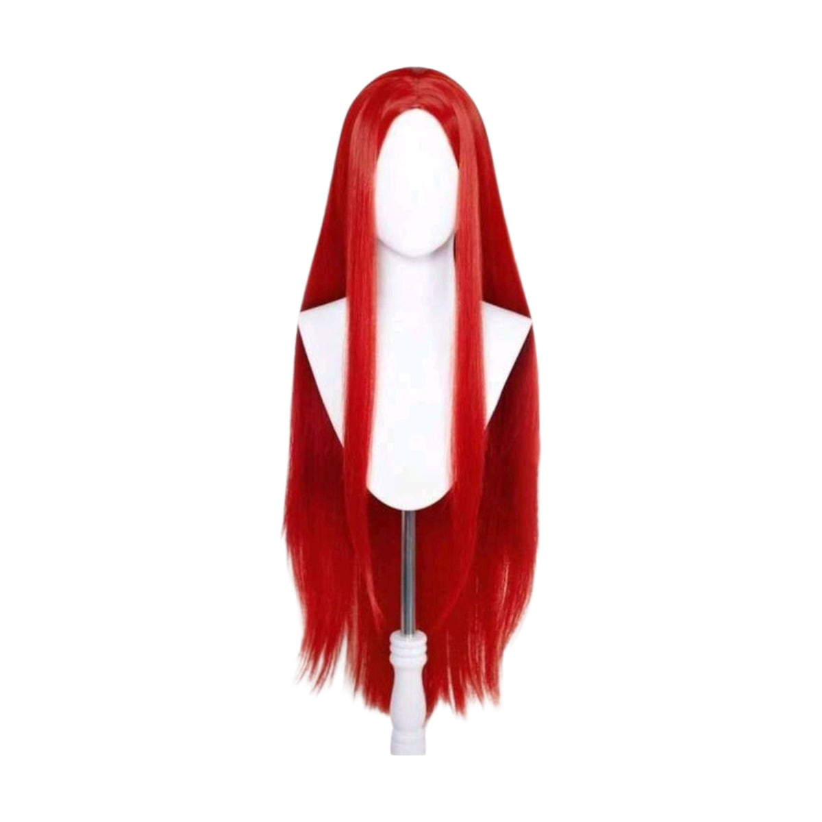 Peluca Rojo Intenso Lisa Sin Fleco Cabello Largo Disfraz