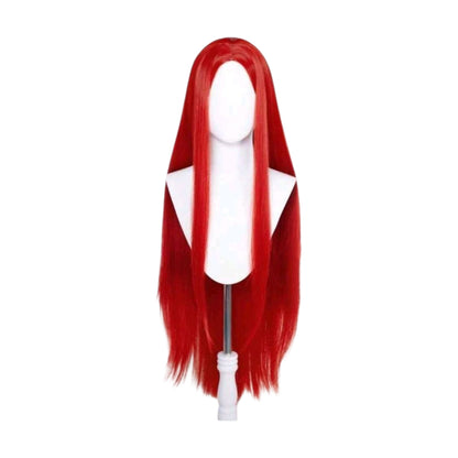 Peluca Rojo Intenso Lisa Sin Fleco Cabello Largo Disfraz