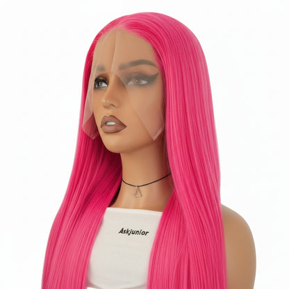 Peluca Rosa Saturado Lace Front Lisa Larga (Neon)