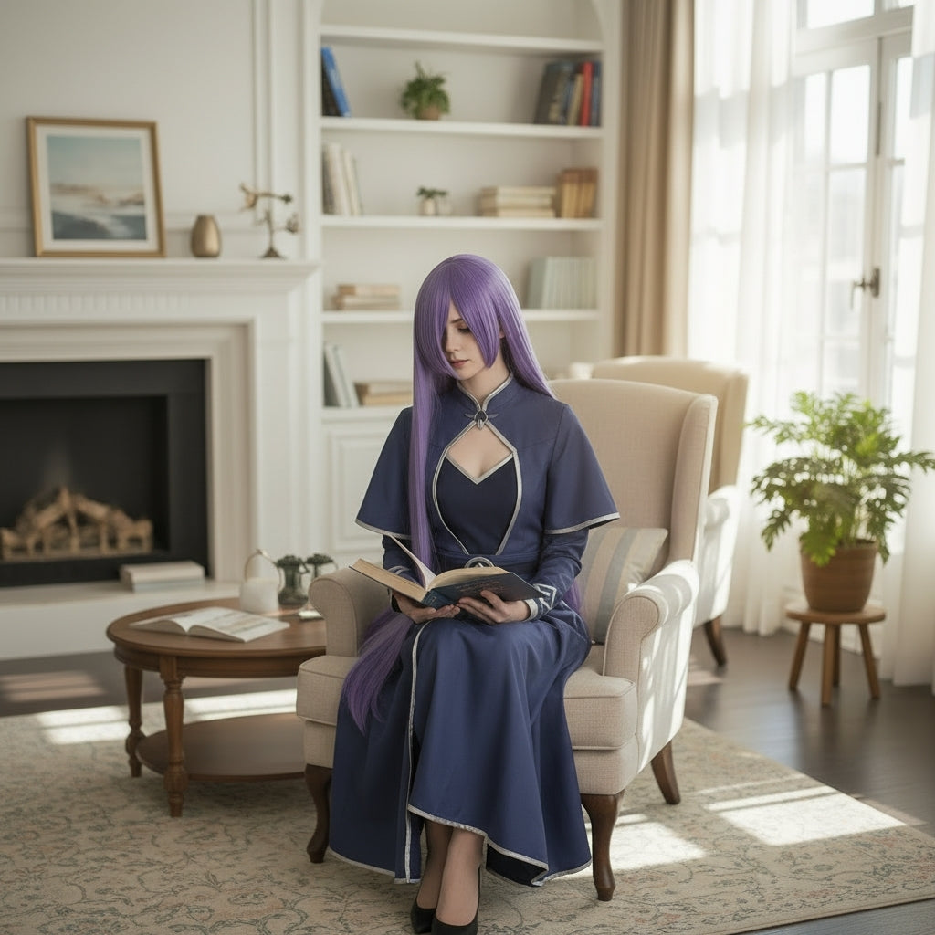 Peluca Morado Uva Larga Sintetica Lisa 100 cm L.61