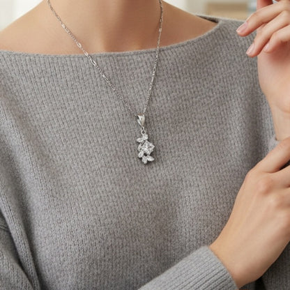 Collar Plata 925 Elegante Dije con Cristales