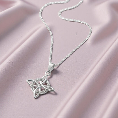 Collar Plata 925 Elegante Dije Nudo de Bruja