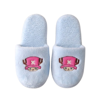 Pantuflas de Peluche Azules Tematica One Piece