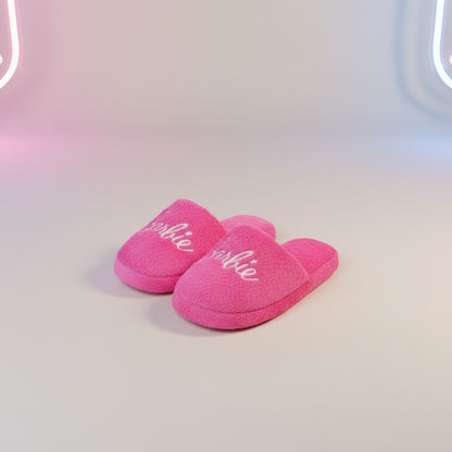Pantuflas de Barbie Color Rosa de Peluche Slippers de Descanso