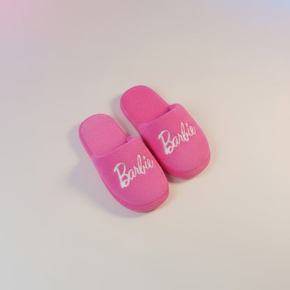 Pantuflas de Barbie Color Rosa de Peluche Slippers de Descanso