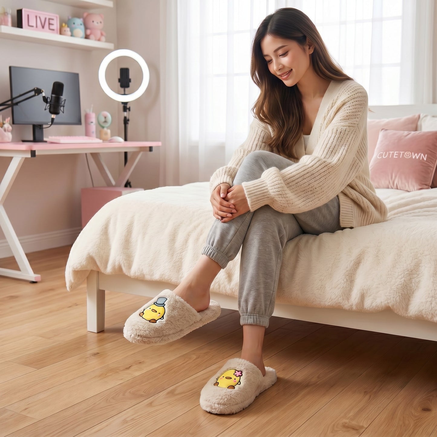 Pantuflas de Peluche Pareja de Pollos