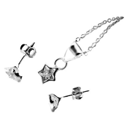 Juego de Joyeria con Forma de Estrellas Plata 925 Collar y Aretes