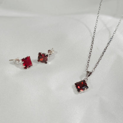 Juego de Joyeria con Forma de Rombos Plata 925 Collar y Aretes