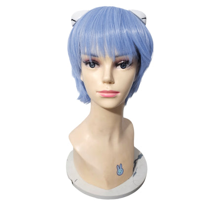 Peluca Azul Claro Rei Ayanami Evangelion Cosplay