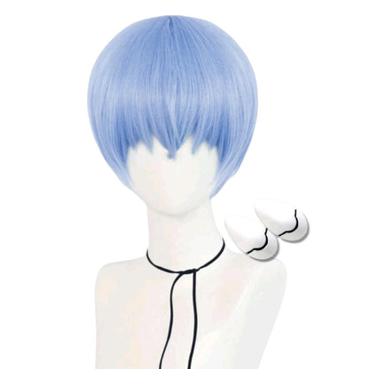 Peluca Azul Claro Rei Ayanami Evangelion Cosplay