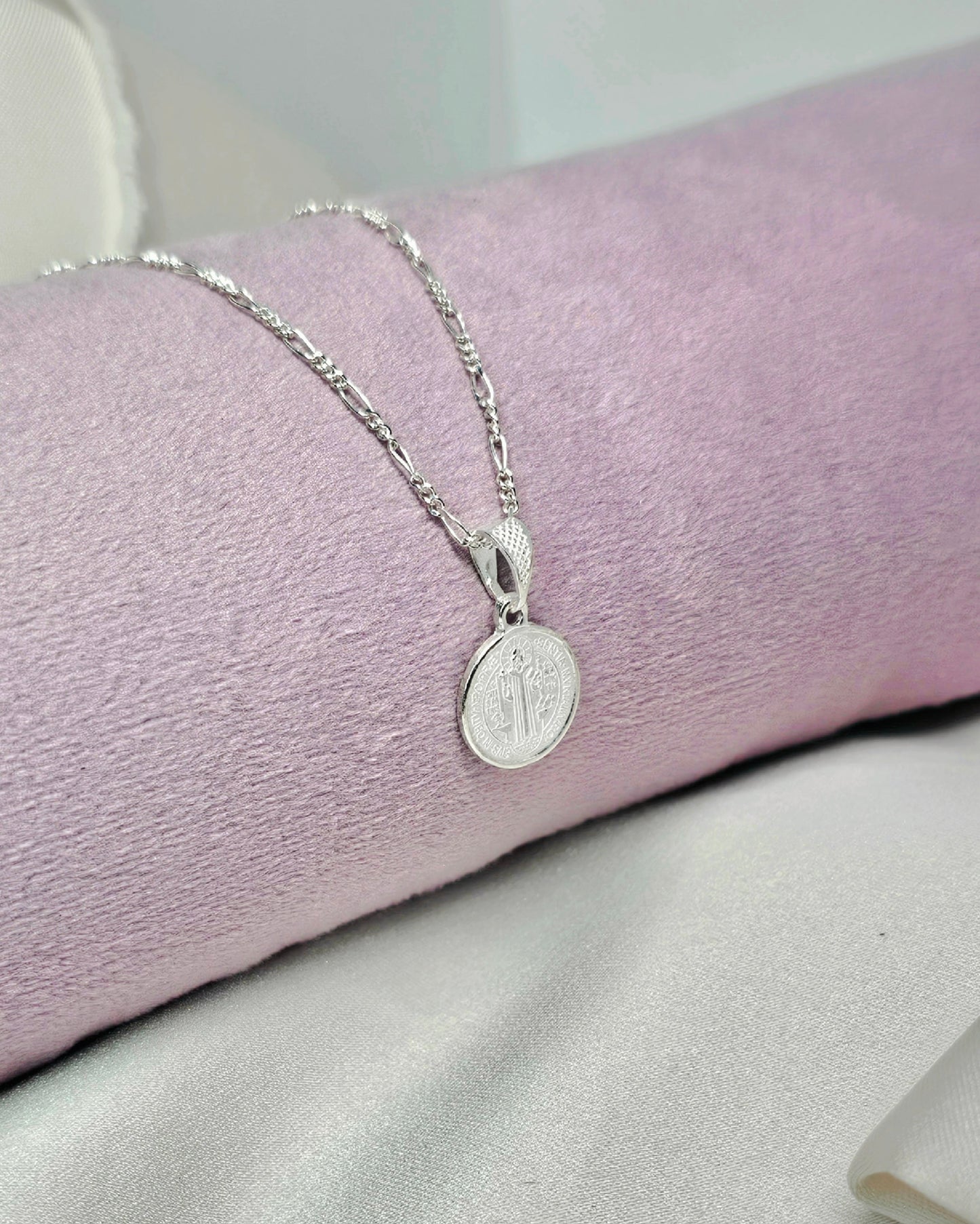 Collar de Plata 925 Cadena y Medalla de Santos Religiosos