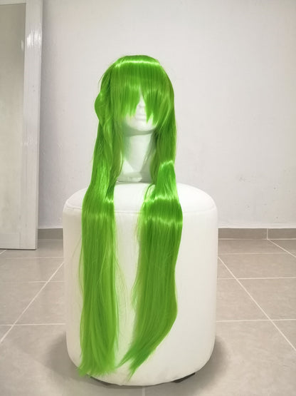 Peluca Verde Limon Larga Lisa con Fleco L.1
