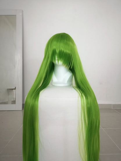 Peluca Verde Limon Larga Lisa con Fleco L.1