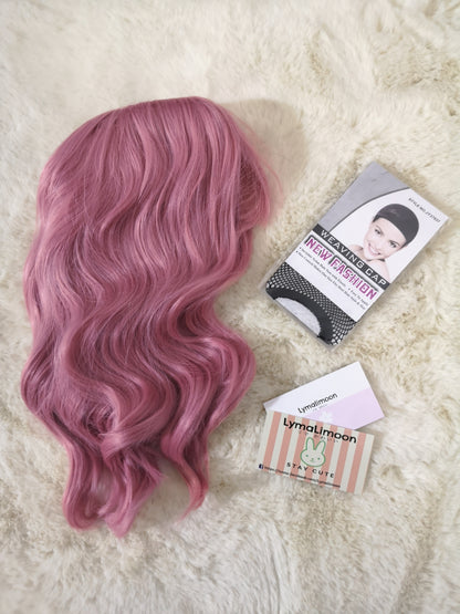 Peluca Rosa Purpura Multicolor Corta Ondulada (SHWC)