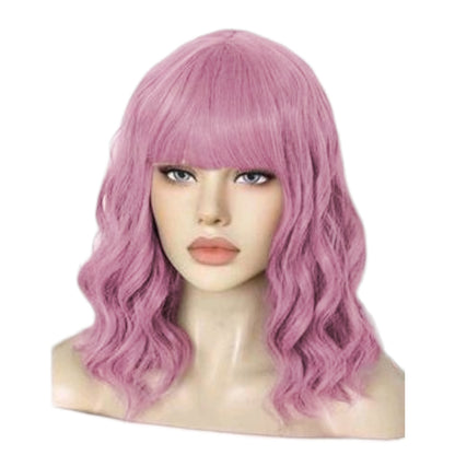 Peluca Rosa Purpura Multicolor Corta Ondulada (SHWC)
