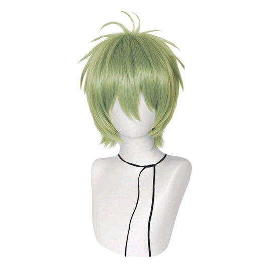 Peluca Verde Claro Corta Estilizada con Picos estilo Anime