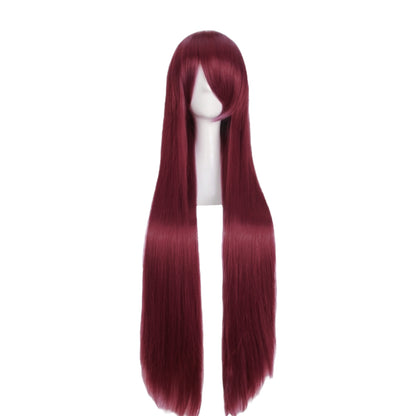 Peluca Rojo Vino Oscuro Larga Sintetica Lisa 100 cm L.38