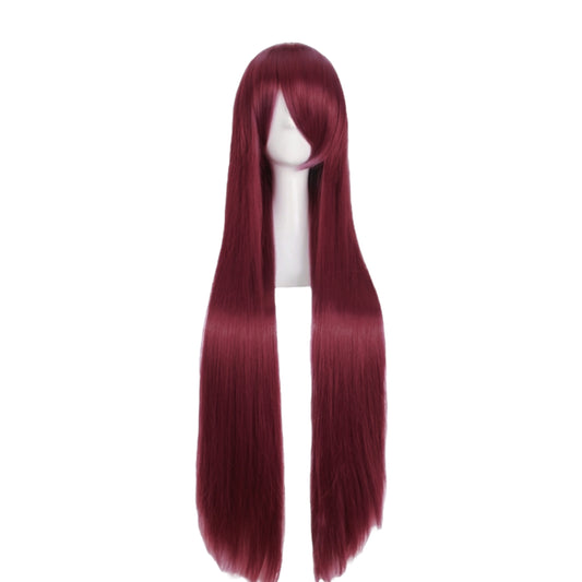 Peluca Rojo Vino Oscuro Larga Sintetica Lisa 100 cm L.38