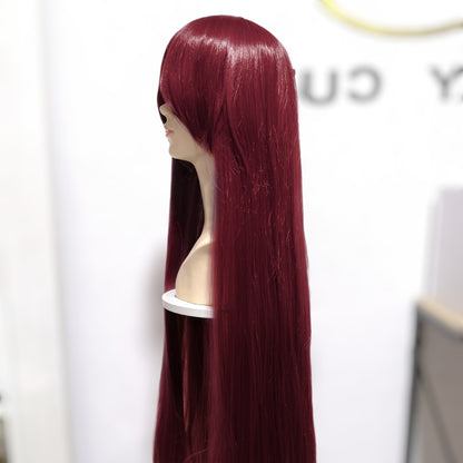 Peluca Rojo Vino Oscuro Larga Sintetica Lisa 100 cm L.38