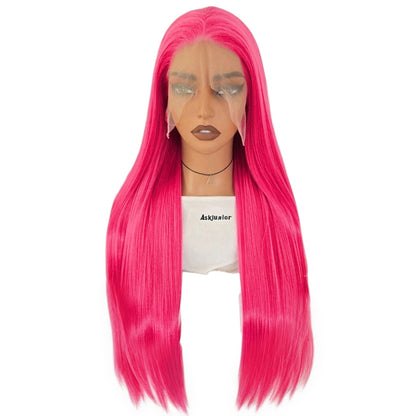 Peluca Rosa Saturado Lace Front Lisa Larga (Neon)