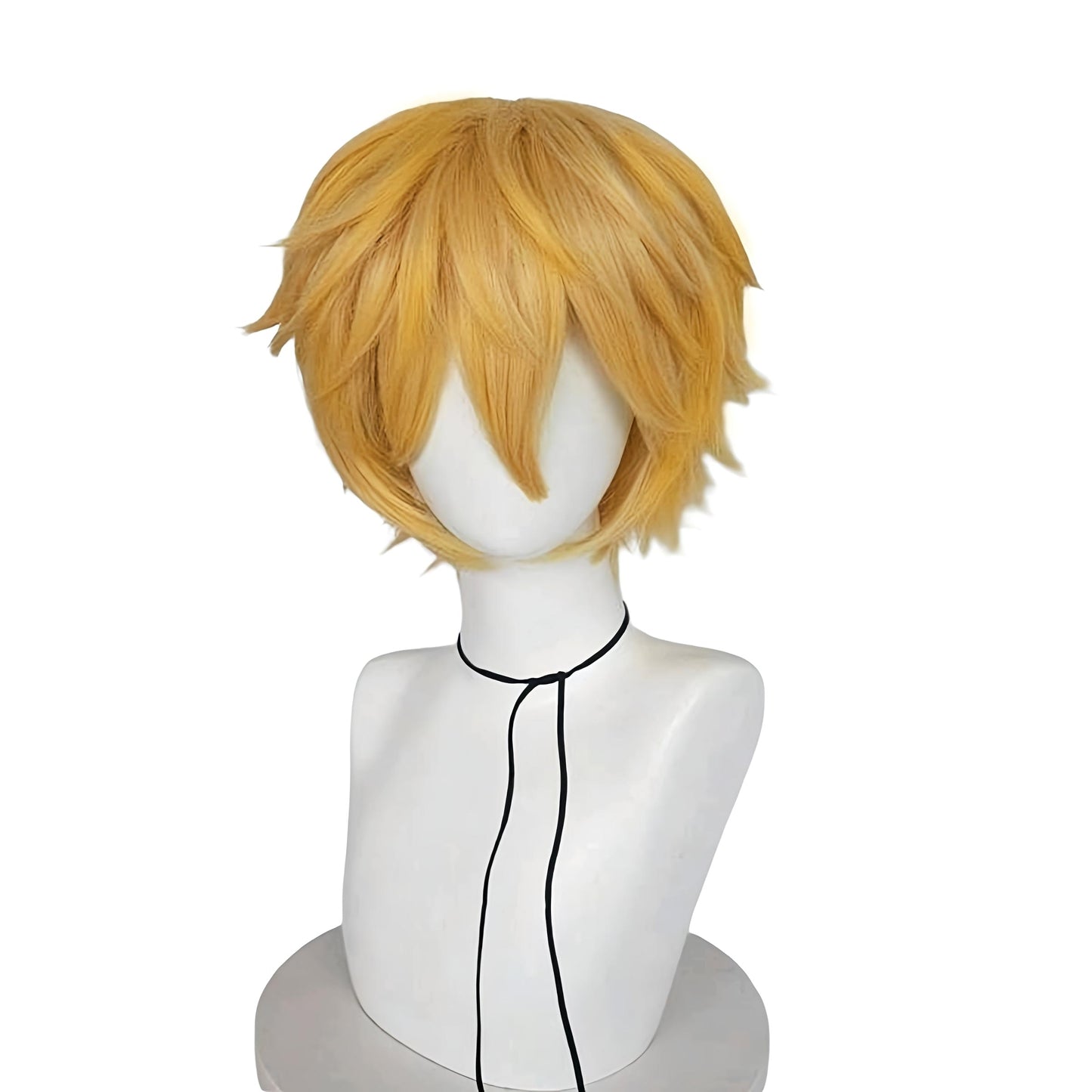 Peluca Dorado Naranja Corta Estilizada para Cosplay