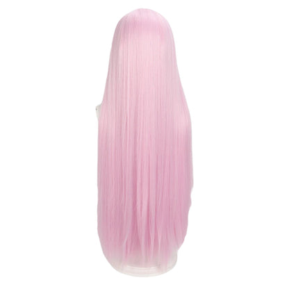 Peluca Rosa Lila Larga Lisa con Fleco L.73