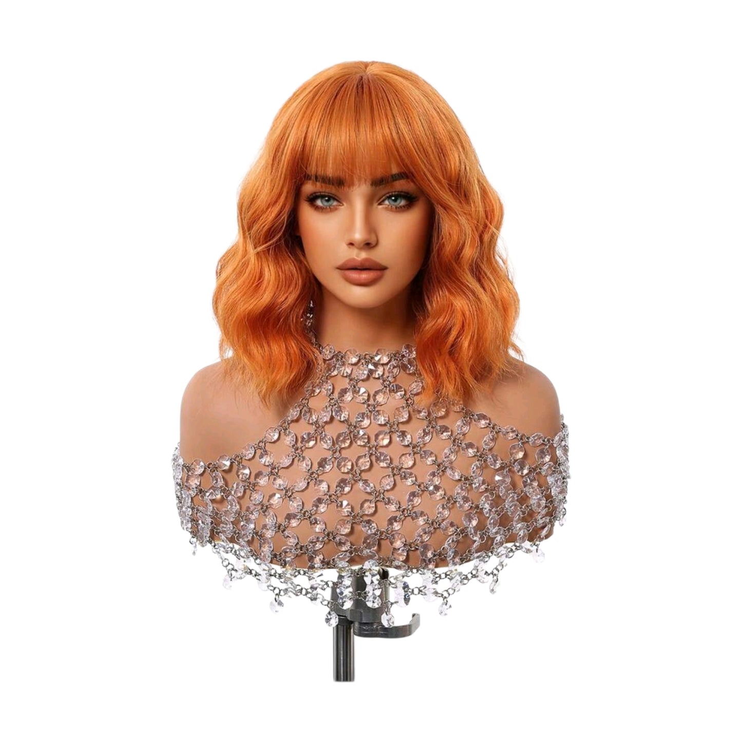 Peluca Naranja Cobrizo Oscuro Corta Cabello Sintetico Cosplay (SHWC)