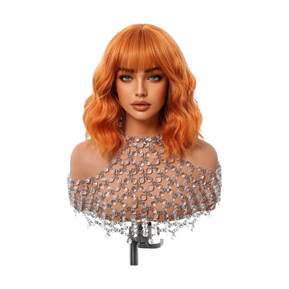 Peluca Naranja Cobrizo Oscuro Corta Cabello Sintetico Cosplay (SHWC)