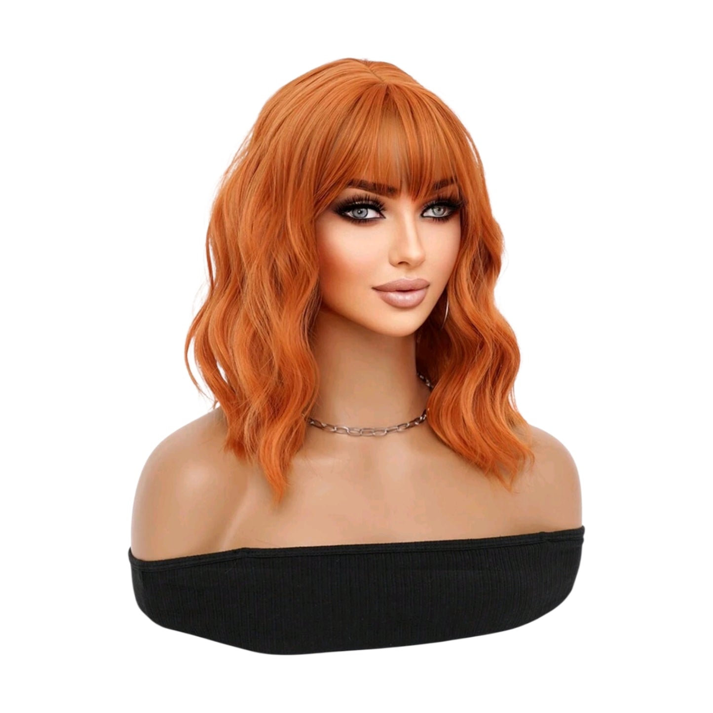 Peluca Naranja Cobrizo Oscuro Corta Cabello Sintetico Cosplay (SHWC)