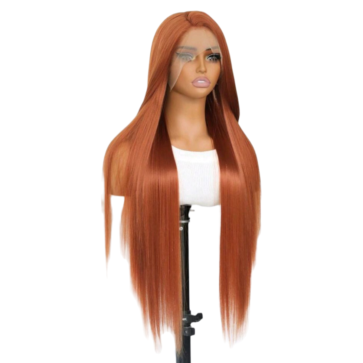 Peluca Naranja Mate Simulacion Natural Larga Lisa Lacefront