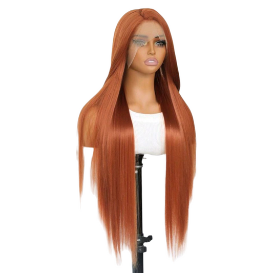 Peluca Naranja Mate Simulacion Natural Larga Lisa Lacefront