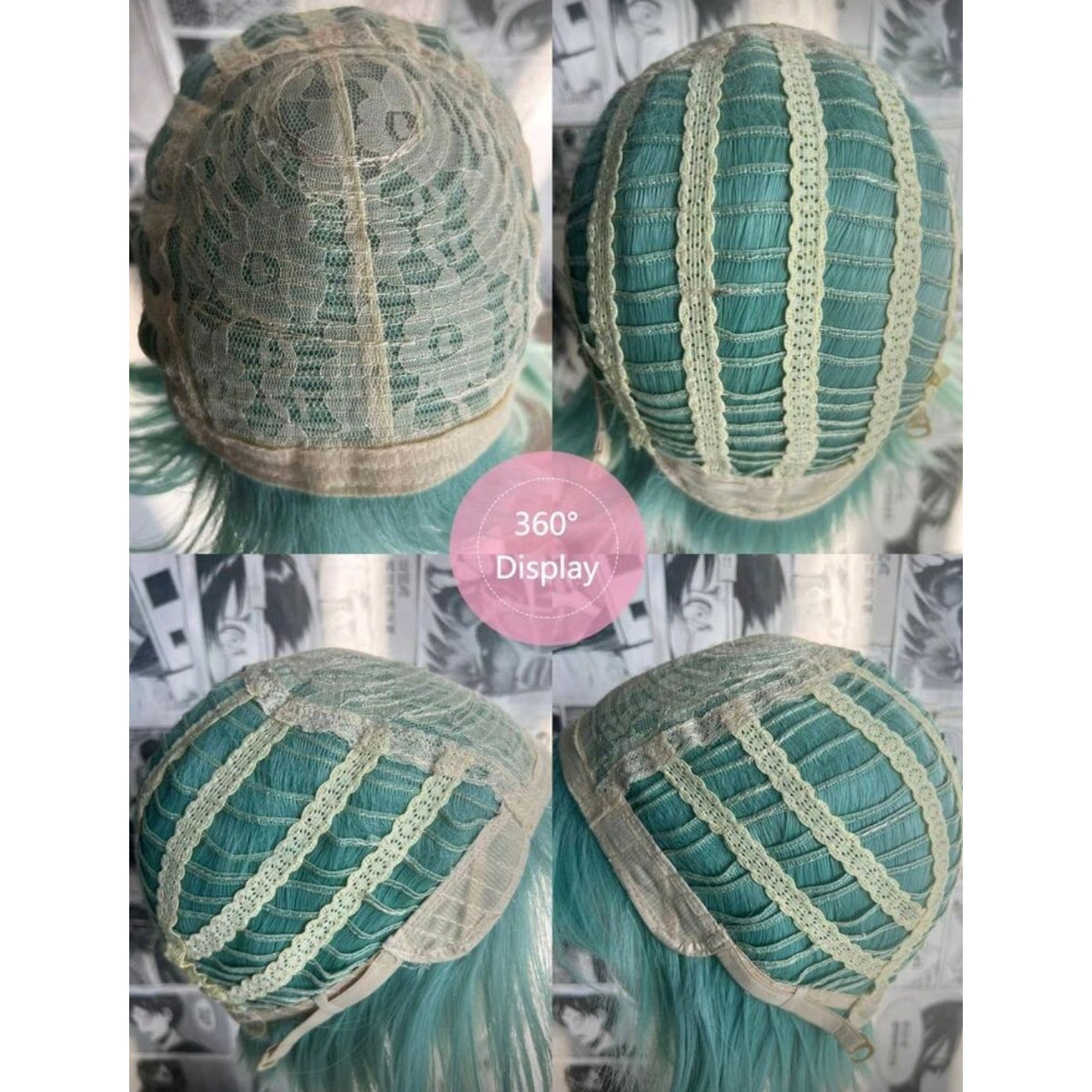 Peluca Menta Claro Corta Estilizada con Picos estilo Anime