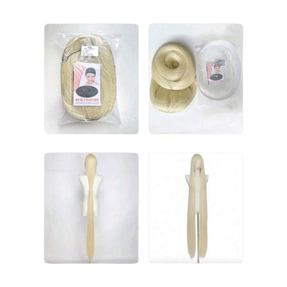 Peluca Rubio Claro Lisa Extra Larga con Fleco 150 cm