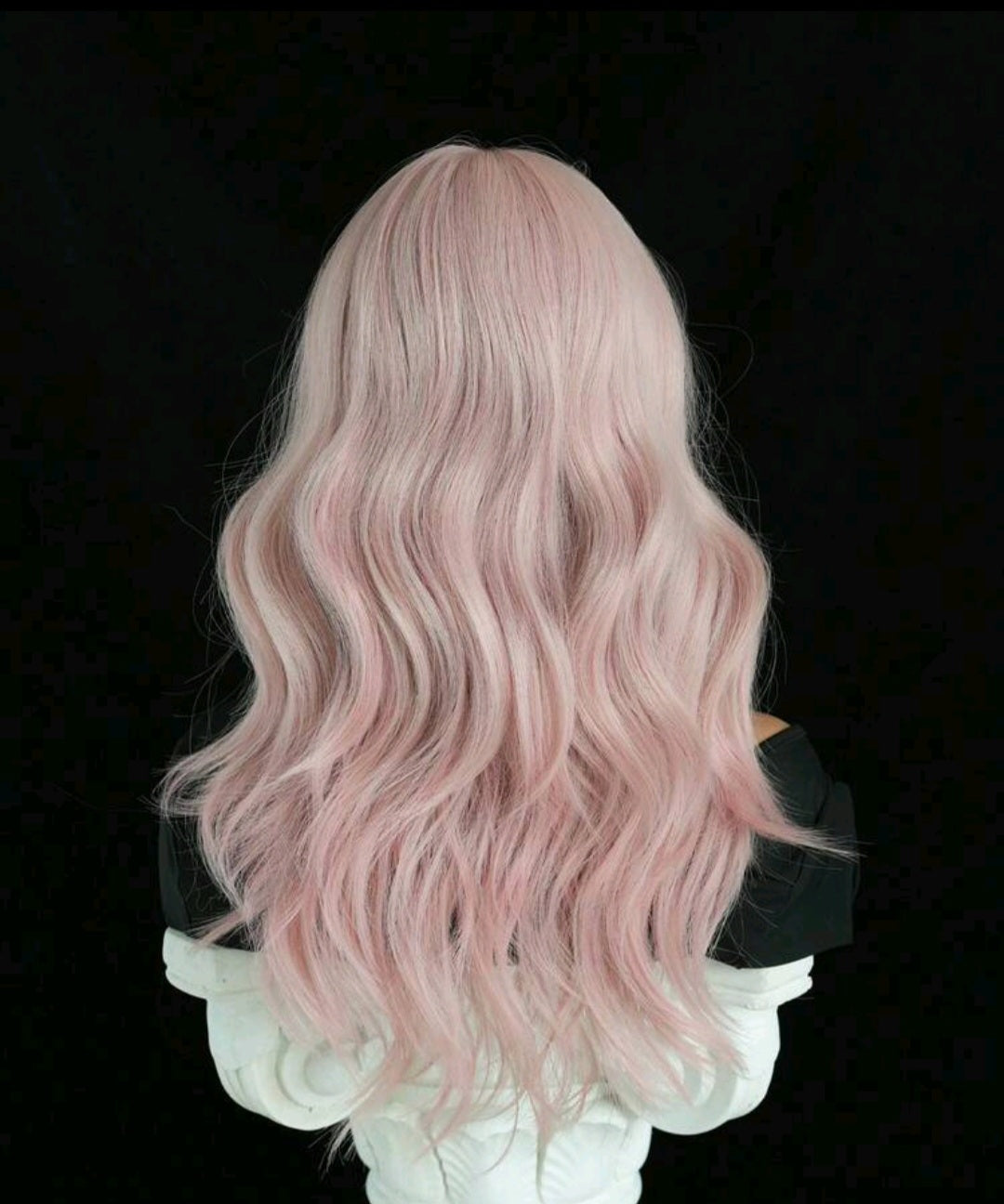 Peluca EASI Rosa Durazno con Fleco Fibra Mate