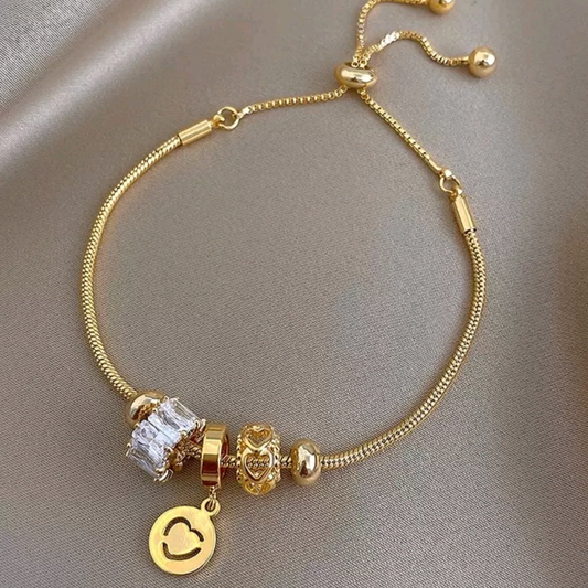 Pulsera Ajustable Chapa de Oro Laminado Cristales
