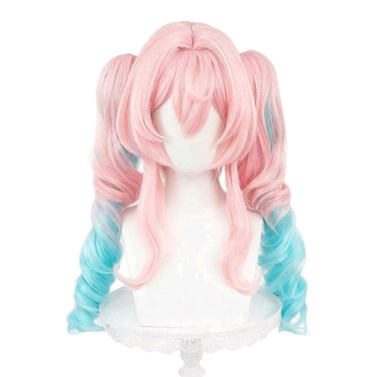 Peluca COLETAS Rosa y Azul Clip Rizos Ondulados