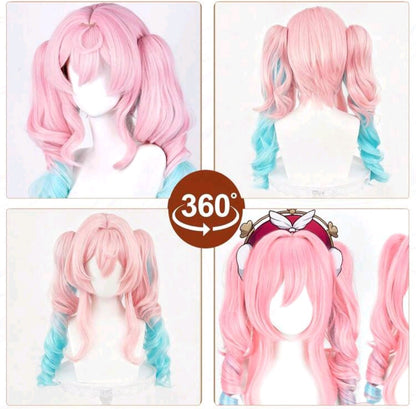 Peluca COLETAS Rosa y Azul Clip Rizos Ondulados