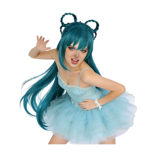 Peluca Multitono Verde y Azul Larga Lisa Himari Azuma Cosplay