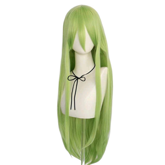 Peluca JOY Verde Amarillo Neon Claro Larga Lisa con Fleco L.72