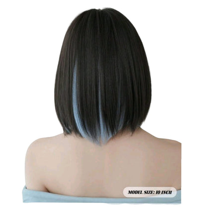 Peluca SH Melena  Negro con Mechones Azules