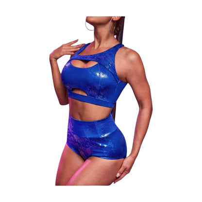 Conjunto Azul Brillante Deportivo Short y Top
