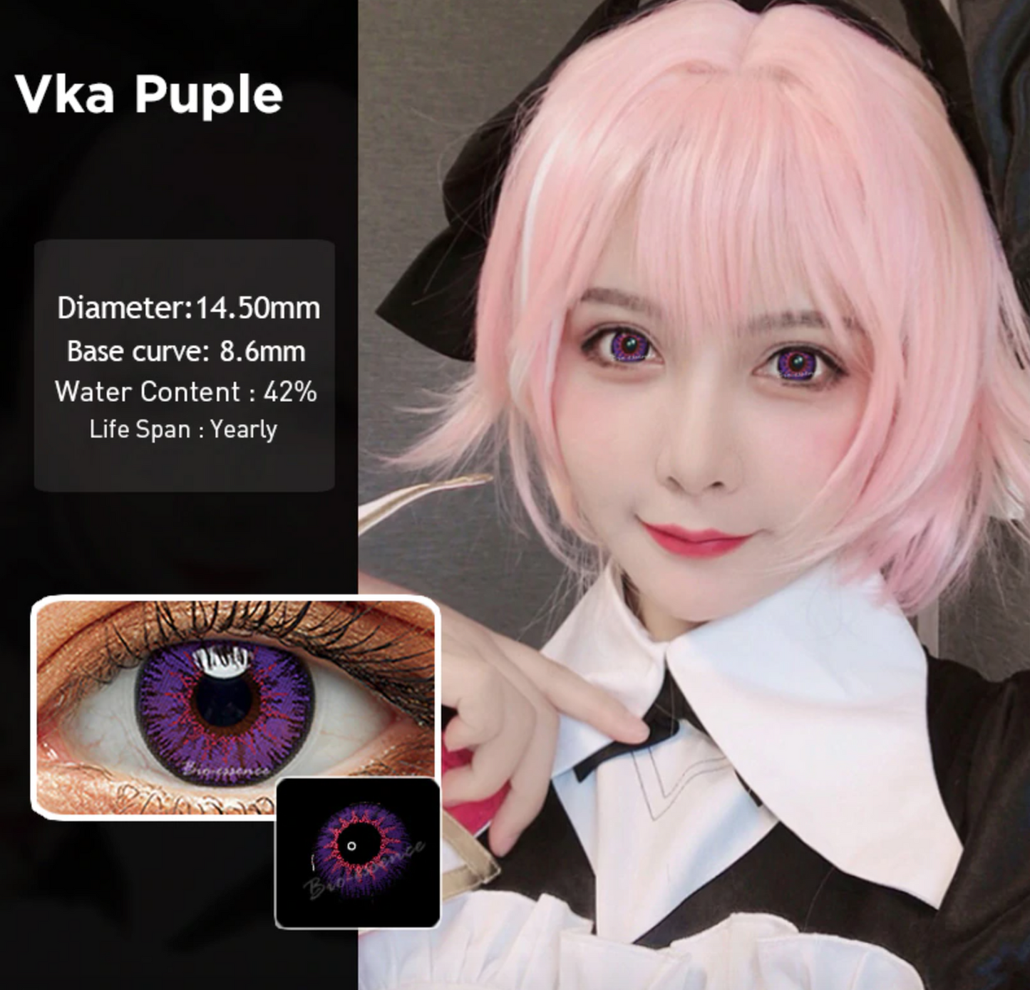 Lentes de Contacto Morado Violeta Fantasia VKA Pupilentes Cosplay