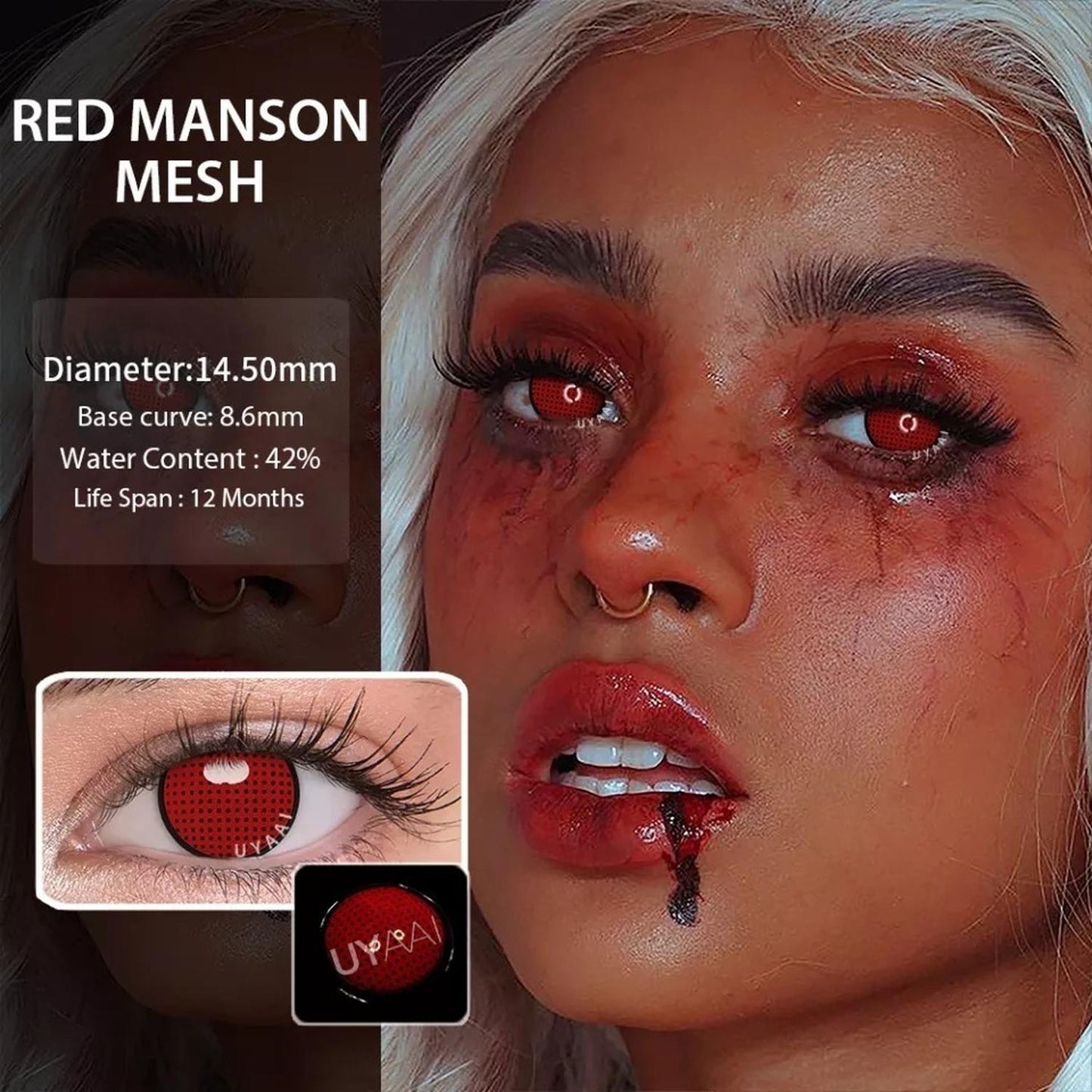 Lentes De Contacto Color Rojo De Malla Red Manson Mesh