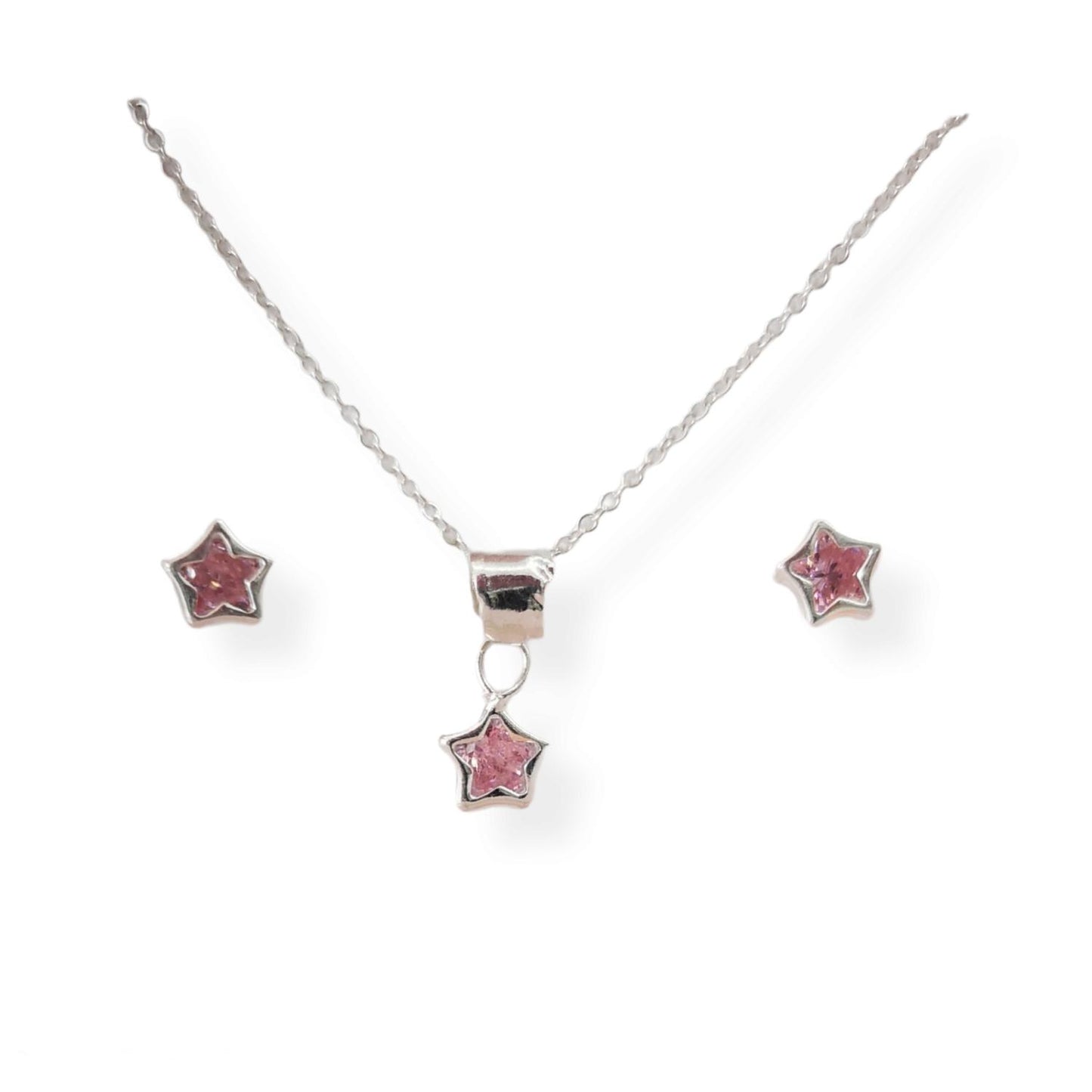 Juego de Joyeria con Forma de Estrellas Plata 925 Collar y Aretes