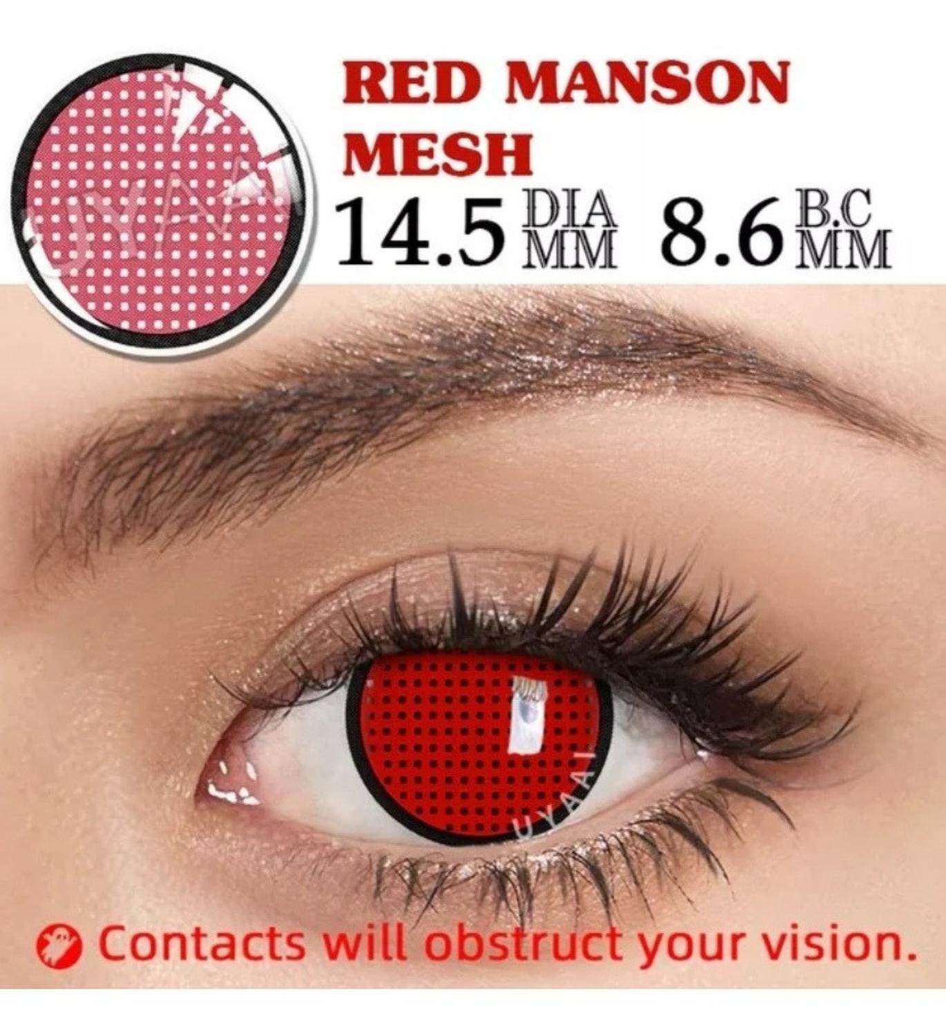 Lentes De Contacto Color Rojo De Malla Red Manson Mesh