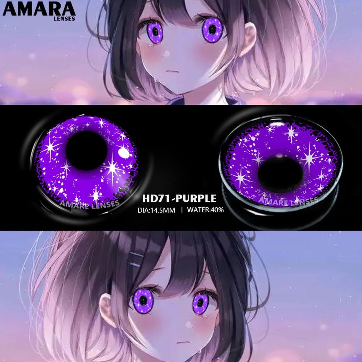 Lentes De Contacto Morado Purple Stars Pupilentes