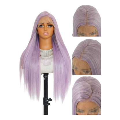 Peluca Morado Lila Simulacion Natural Larga Lisa Lacefront