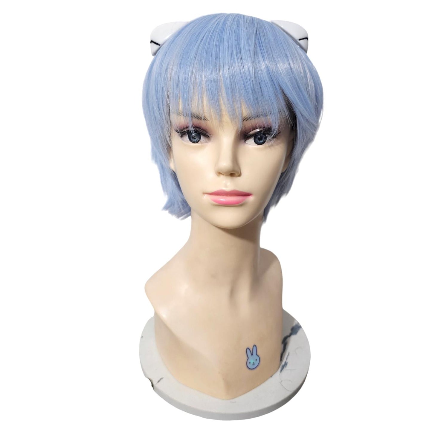 Peluca Azul Claro Rei Ayanami Evangelion Cosplay